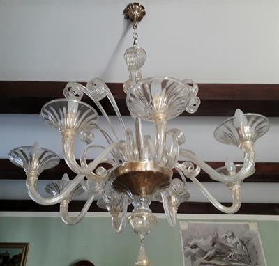 Splendido lampadario Seguso in vetro di Murano