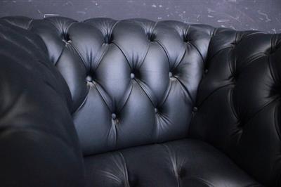 Poltrona originale Chesterfield club in pelle nera, colore nero - Foto 3