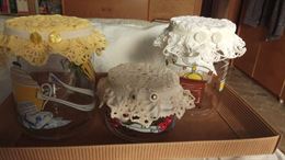 3 vasetti decorati in vetro anche