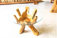 Tavolino da fumo in radica di teak rotondo