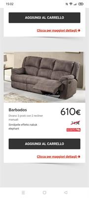 Divano 3 posti con 2 recliner manuali