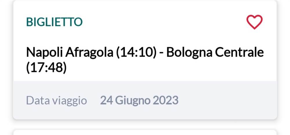 Biglietto Napoli Afragola Bologna