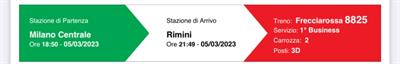 Biglietto Frecciarossa da Milano del 5/03