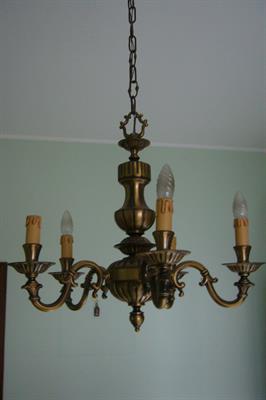 Lampadario metallo pendente 5 luci anni 80 (130)
