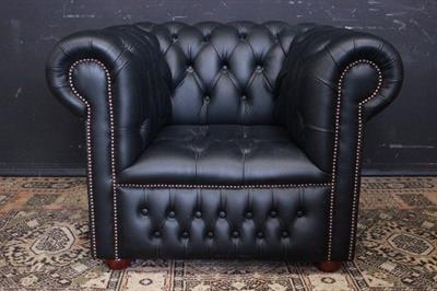 Poltrona originale Chesterfield club in pelle nera, colore nero - Foto 4
