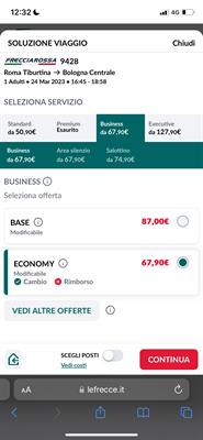 Biglietto 24/03 Roma Tib Bologna Centr al 60%