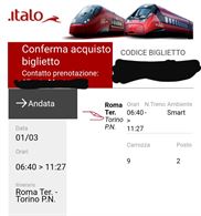 Biglietto Roma Torino 01/03