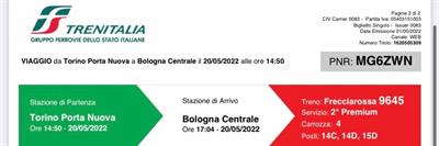 Biglietto Torino Bologna