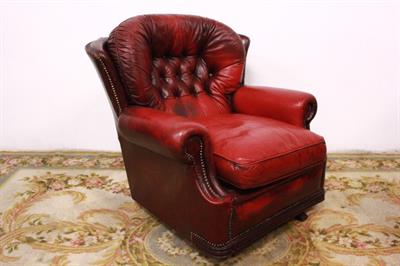 Poltrona a dondolo in pelle bordeaux, colore vivace - Foto 4