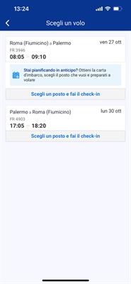 2 biglietti Roma Palermo e ritorno