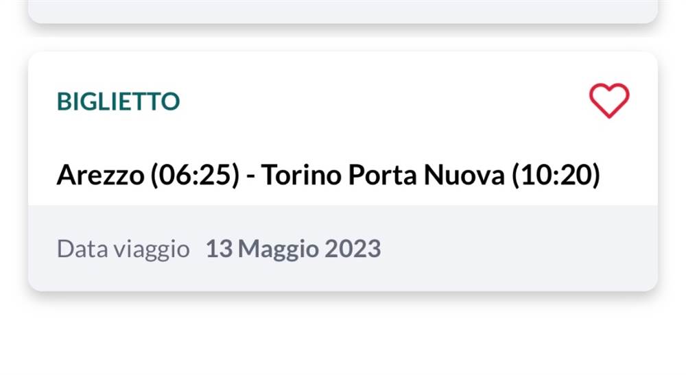 Biglietto Frecciarossa Arezzo-Torino 13 maggio, 6:25