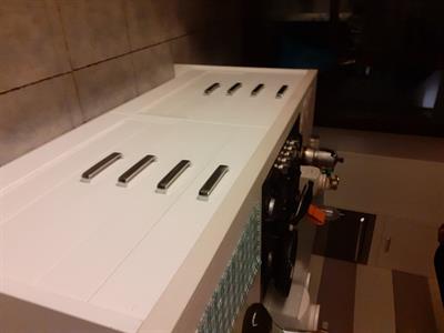 Cucina in legno e marmo spazzolato, color burro, completa di elettrodomestici - Foto 4