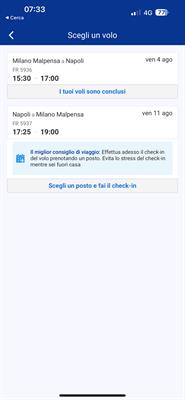 Napoli - Milano Malpensa 11/08/2023