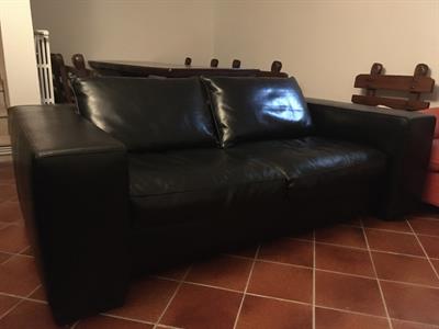 DIVANO IN PELLE VERA NERA