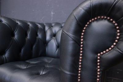 Poltrona originale Chesterfield club in pelle nera, colore nero - Foto 2