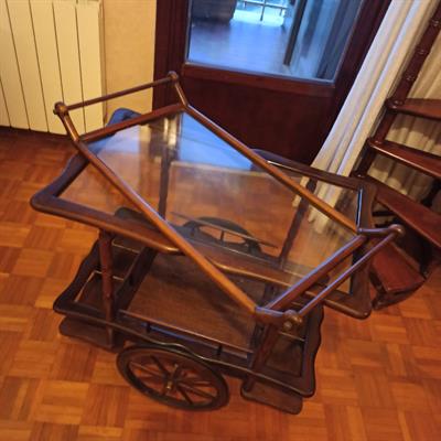 Carrello bar vintage in legno di noce