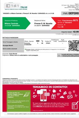 Biglietti treno Milano - Firenze