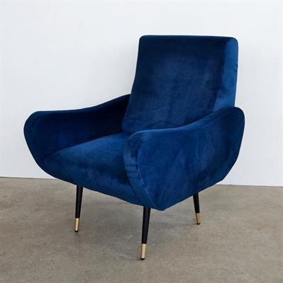 Poltrona modernariato velluto blu vari colori