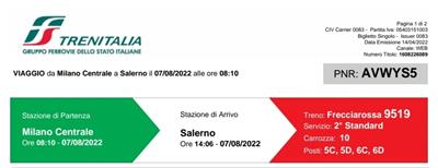 Biglietti Milano Centrale - Salerno