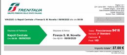 Biglietto FR 1000 da Napoli a Firenze per 06 settembre 2020