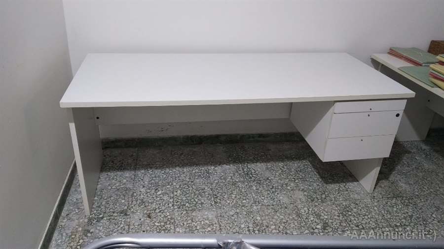Scrivania in legno con 3 cassetti da ufficio, colore bianco