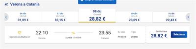 Biglietto Ryanair Verona - Catania