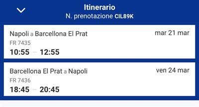 Biglietti A/R Napoli - Barcellona