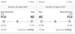 Biglietti A/R per Roma - Ibiza