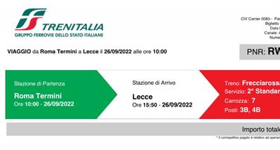 Frecciarossa Roma Termini Lecce