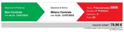 Frecciarossa Bari - Milano C.le 21 luglio