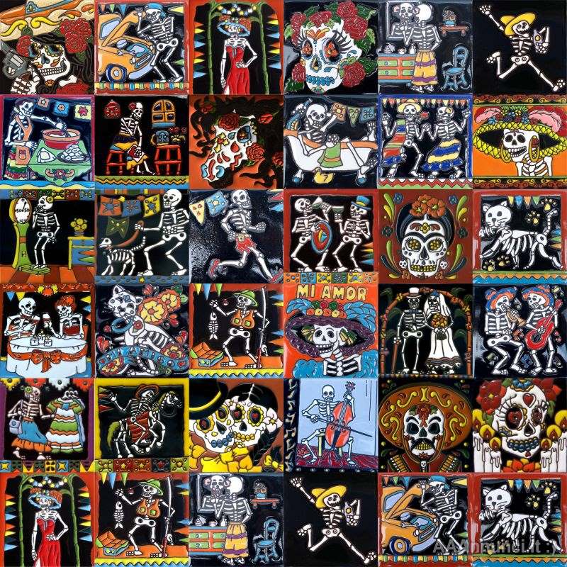 Catrina mix - Patchwork Piastrelle Messicane in Ceramica