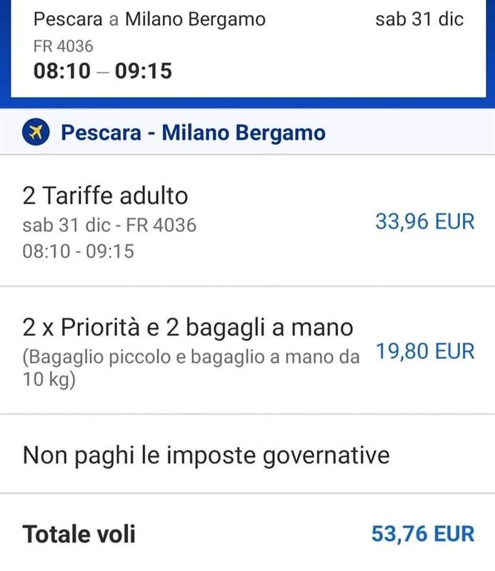 2 biglietti aerei per capodanno Milano