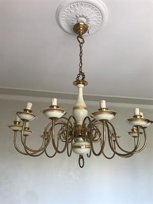 Lampadario ottone e ceramica