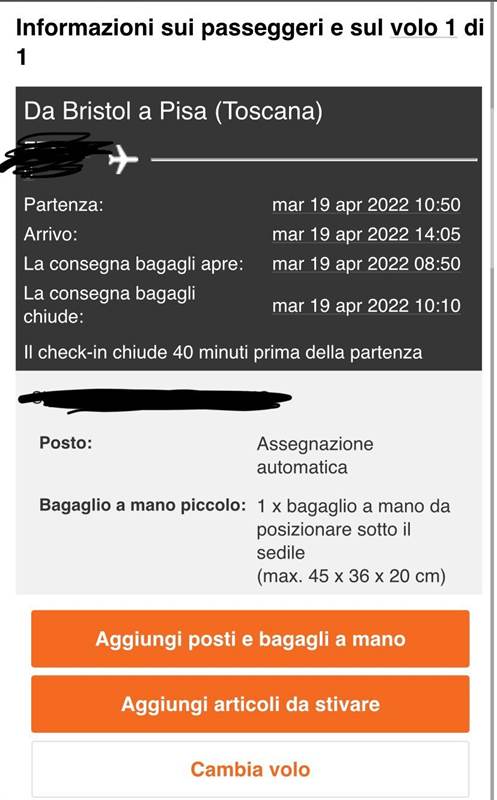 Biglietto aereo da Bristol a Pisa
