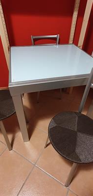 4 sedie Calligaris e tavolo allungabile cristallo, color caffè - Anteprima 1
