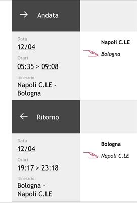 Biglietto Italo A/R Napoli Bologna mercoledì 12 aprile 2023