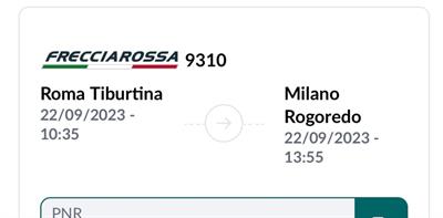 Biglietto Frecciarossa Roma Tiburtina - Milano Rogoredo