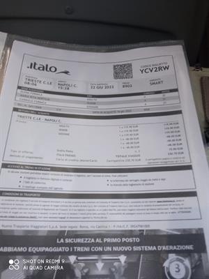 3 biglietti Italo 22/06