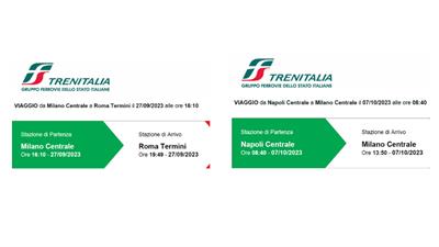 Frecciarossa Milano - Roma 27/09 e Napoli - Milano 07/10