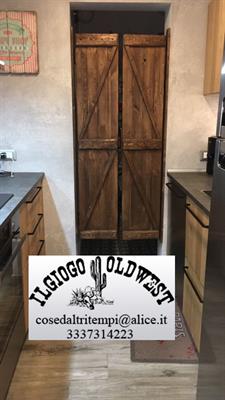 Porta saloon modello vecchio fienile stalla, in legno - Anteprima 1