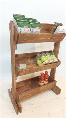 Espositore, scaffale, organizer legno inclinato, color NOCE - Foto 2