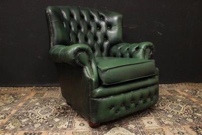 Poltrona Chesterfield bergere in pelle verde bottiglia - Foto 4