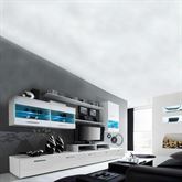 Parete attrezzata bianco lucido, con impianto led - Anteprima 1