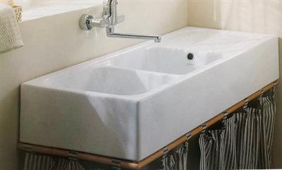 Lavello Cucina in Ceramica da Appoggio 2 Vasche + Gocciolatoio