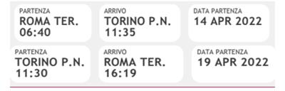 Italo Roma Termini - Torino A/R