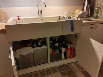 Cucina in legno e marmo spazzolato, color burro, completa di elettrodomestici - Foto 2