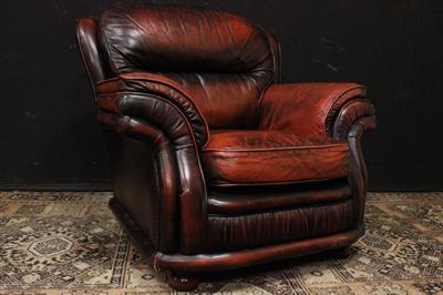 Poltrona modello Chesterfield bergere in pelle marrone - Foto 4