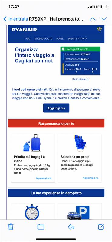 Volo Linate - Cagliari