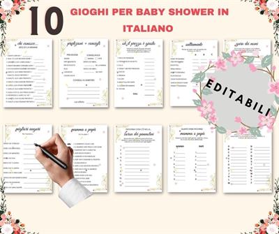 10 giochi per baby shower in italiano editabili