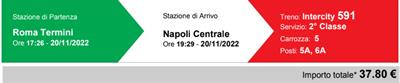 2 BIGLIETTI ROMA TERMINI -> NAPOLI CENTRALE